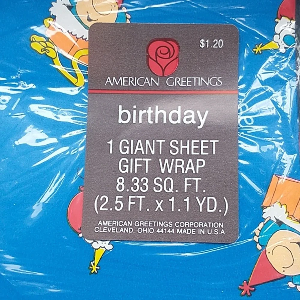 New in Plastic American Greetings Vintage Ziggy Birthday Gift Wrap Paper